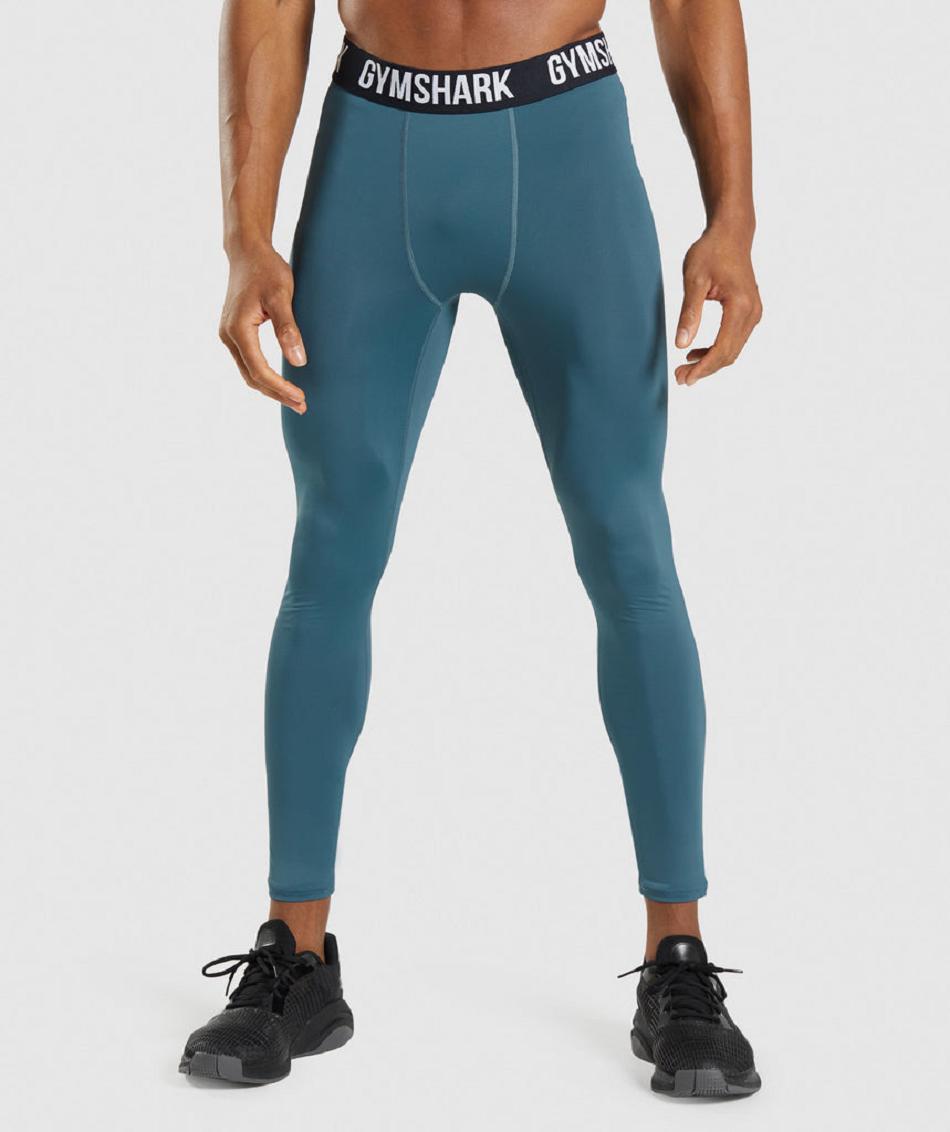 Legginsy Męskie Gymshark Element Baselayer Turkusowe | PL 4090XYU